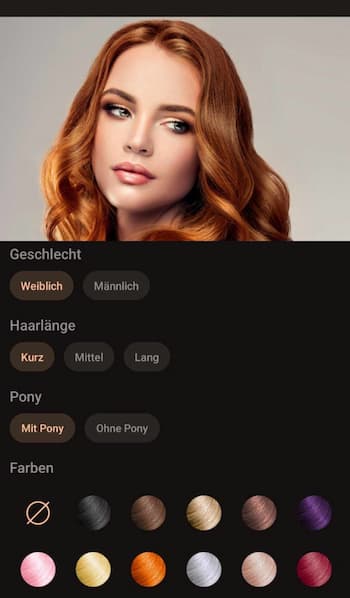 PhotoDirector - Haarfarbe testen